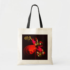 Red Grönt Blommigt Modern Abstrakt Art Mönster #02 Tygkasse