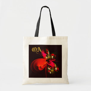 Red Grönt Blommigt Modern Abstrakt Art Mönster #02 Tygkasse
