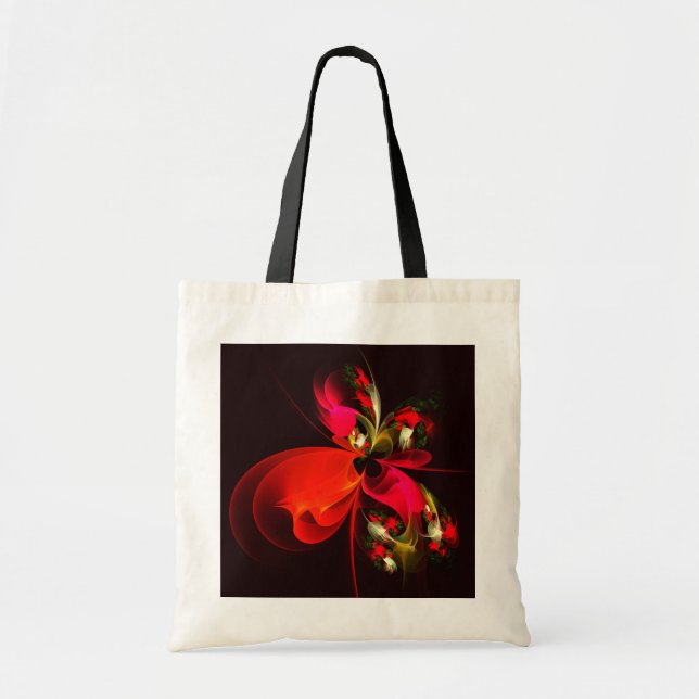 Red Grönt Blommigt Modern Abstrakt Art Mönster #02 Tygkasse (Framsidan)