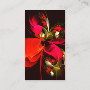 Red Grönt Blommigt Modern Abstrakt Art Mönster #02 Visitkort
