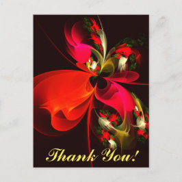 Red Grönt Blommigt Modern Abstrakt Art Mönster #02 Vykort