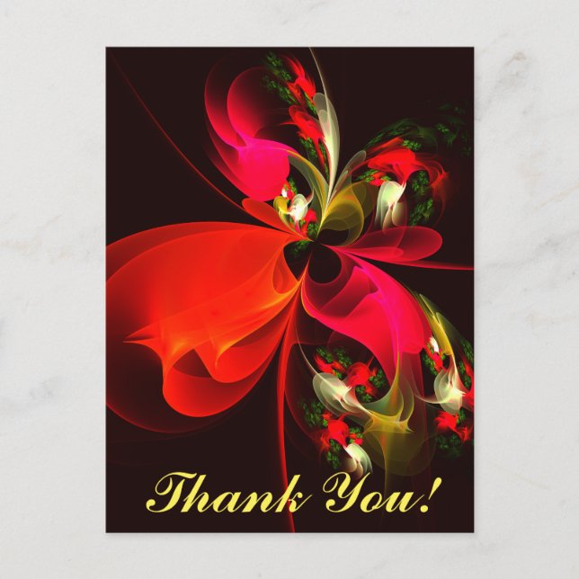 Red Grönt Blommigt Modern Abstrakt Art Mönster #02 Vykort (Framsida)