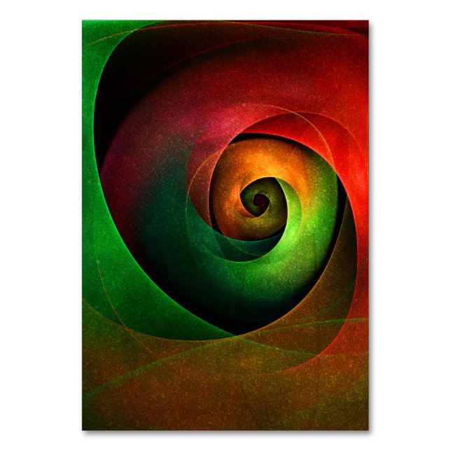 Red Grönt Blommigt Modern Abstrakt Art Mönster #21 Bordsnummer (Framsidan)