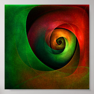 Red Grönt Blommigt Modern Abstrakt Art Mönster #21 Poster