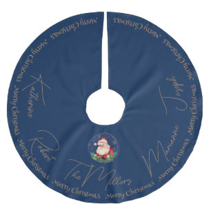 Red Grönt Blue Santa Traditional Vintage jul Julgransmatta Borstad Polyester