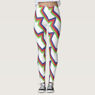 Red Grönt Blue Stripe Leggings