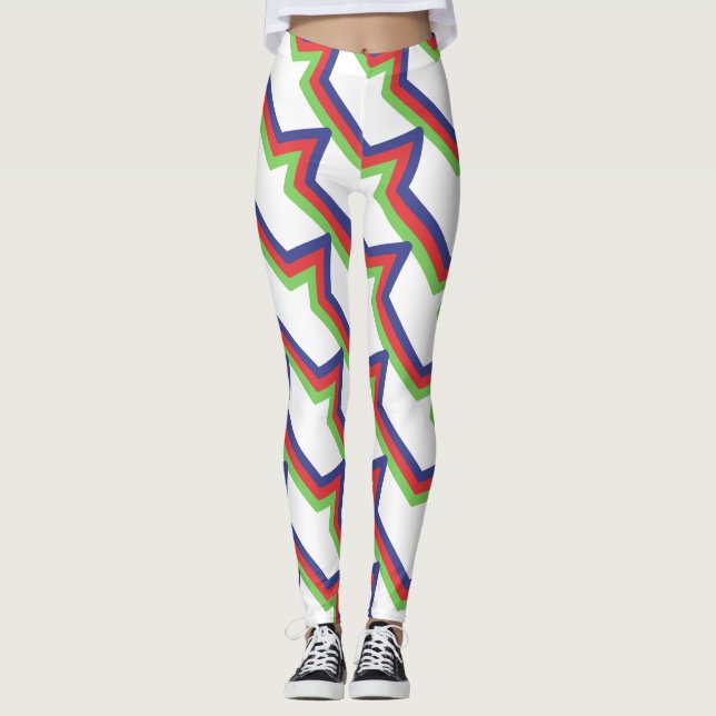 Red Grönt Blue Stripe Leggings (Framsida)