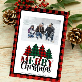 Red & Grönt Buffalo Play Julgran Photo Julkort