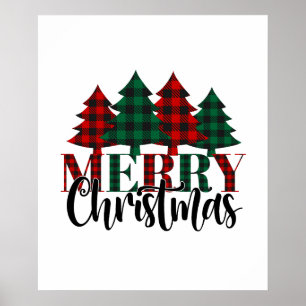 Red & Grönt Buffalo Play Mönster Julgran Poster