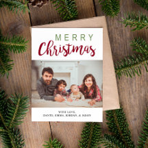 Red Grönt Calligraphy God jul Family Photo