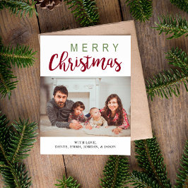Red Grönt Calligraphy God jul Family Photo