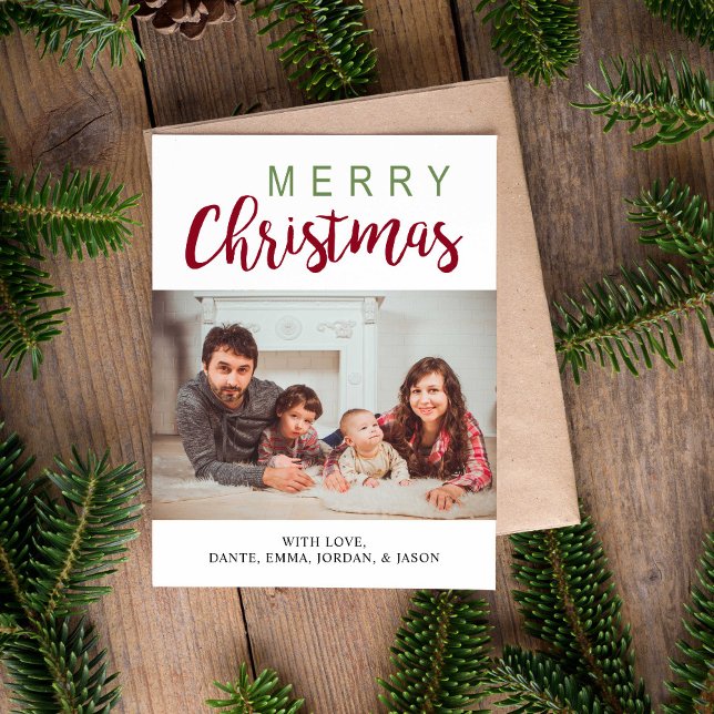 Red Grönt Calligraphy God jul Family Photo (Skapare uppladdad)