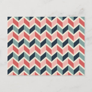 Red Grönt Chevron Mönster Geometric Design Färg Vykort