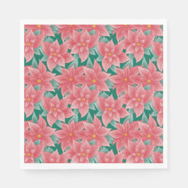 Red & Grönt Classic-Blommigten Poinsettia Pappersservett