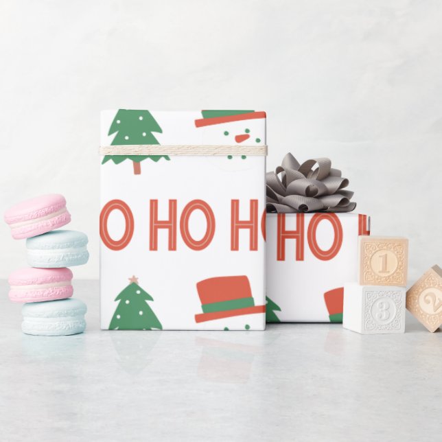 Red Grönt Cream PlayModern Träd jul Presentpapper (Baby Shower)