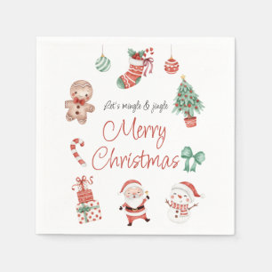Red Grönt Cute Santa jul Party Napkin Pappersservett