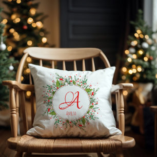 Red grönt-eleganten Monogram brev Kudde