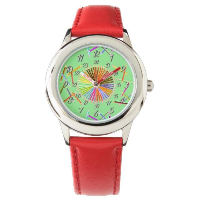Red Grönt Färg Wheel Watch Armbandsur (Framsida)