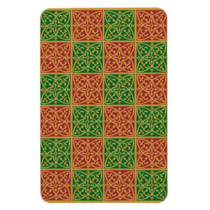 Red Grönt Fleur-de-Lis Helgdag Mönster Magnet