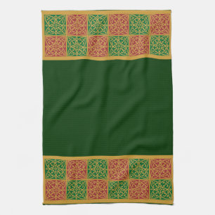 Red Grönt Fleur-de-Lis Helgdag Towel Kökshandduk
