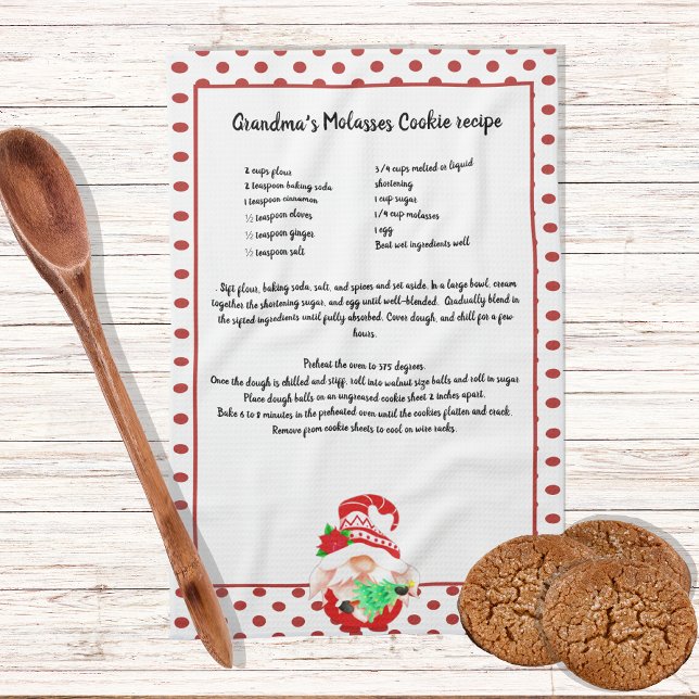 Red Grönt Gnome Julgran Recipe keepsakit Kit Kökshandduk (Skapare uppladdad)
