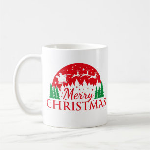 Red Grönt God jul Santa Sleigh Kaffemugg