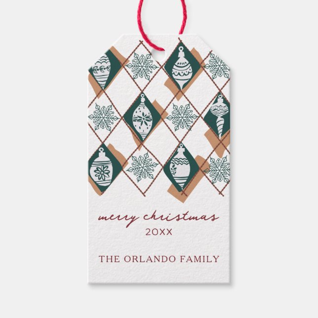 Red Grönt God jul Typography Helgdag Presentetikett (Framsidan)