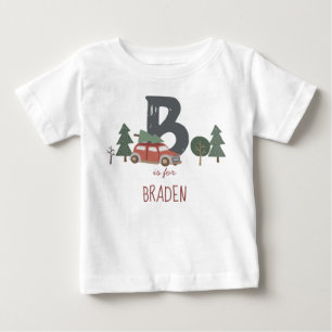 Red Grönt Grått Child's Initial Alphabet jul T Shirt