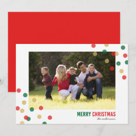 Red Grönt Guld Confetti Photo God jul Card Inbjudningar