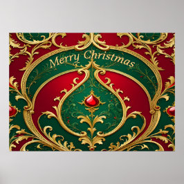 Red Grönt Guld-julen Poster Helgdag