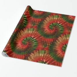 Red Grönt & Guld Roligt Tie Dye Starburst Retro Presentpapper