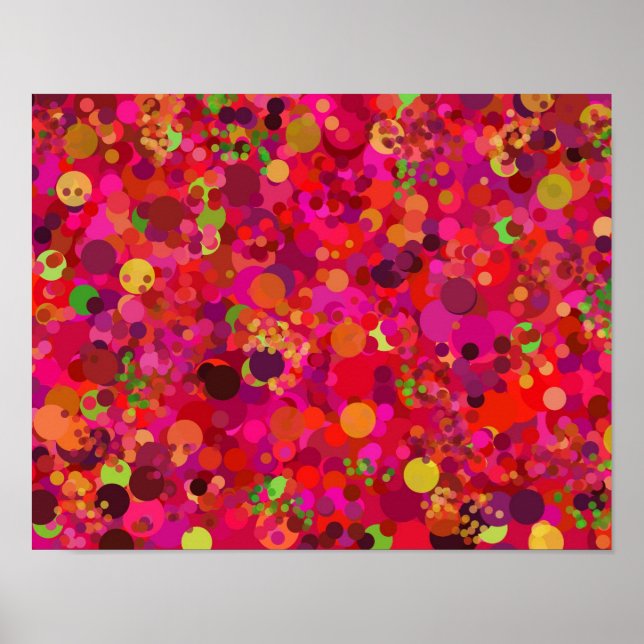 Red Grönt Guld & Rosa Dots Colorful Mönster Poster (Framsidan)