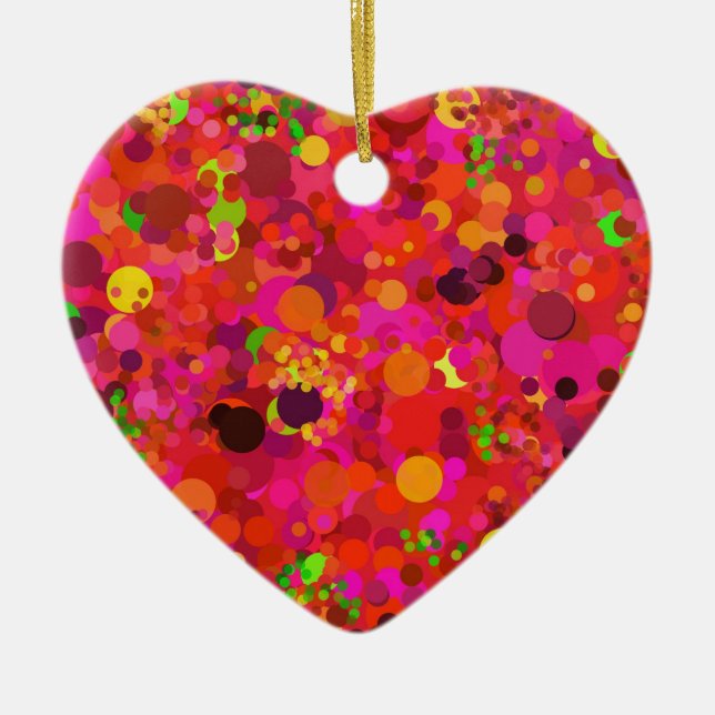 Red Grönt Guld & Rosa Dots Decorative Ornament (Framsidan)