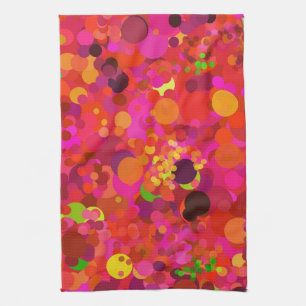 Red Grönt Guld & Rosa Dots Mönster Modern Kökshandduk