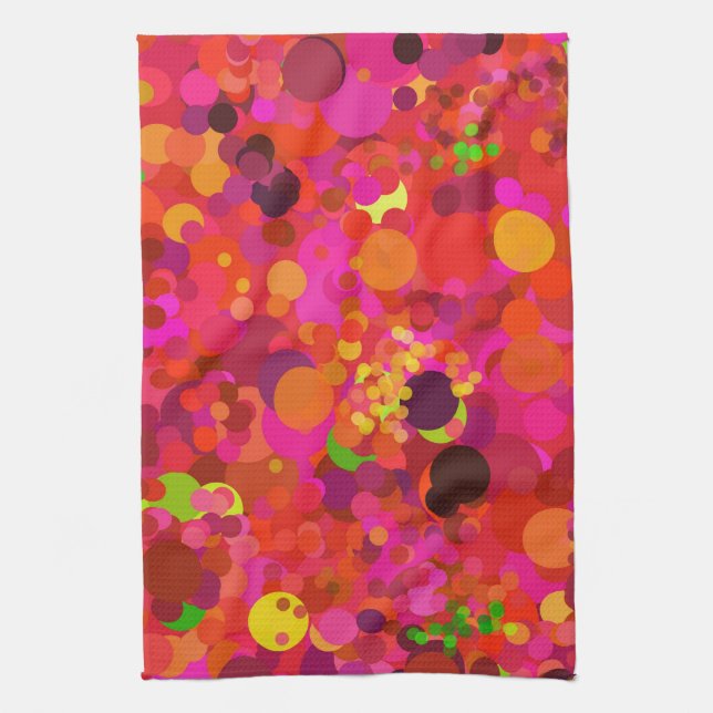 Red Grönt Guld & Rosa Dots Mönster Modern Kökshandduk (Vertikal)