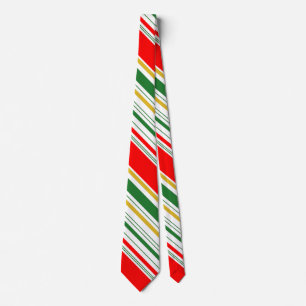 Red Grönt Guld Stripe Ugly jul Neck Tie Slips