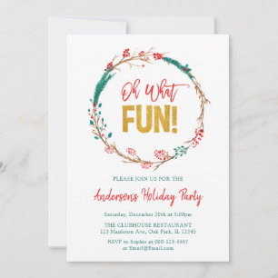 Red Grönt Guld Wandan Oh Vad Roligt jul Party Inbjudningar