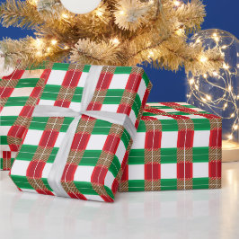 RED GRÖNT GULD WHITE CHRISTMAS PLAID MÖNSTER PRESENTPAPPER