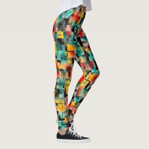 Red Grönt Gult Black Leggings