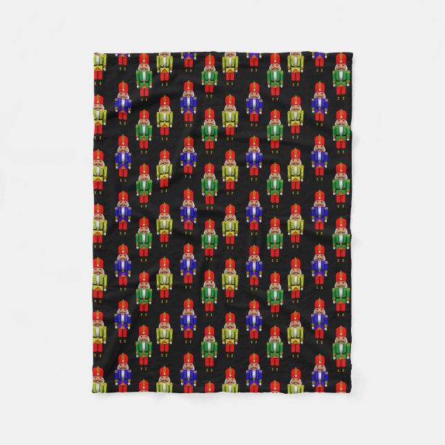 Red Grönt Gult Nutcracker Tiled Mönster Fleecefilt (Framsidan)