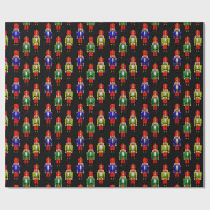 Red Grönt Gult Nutcracker Tiled Mönster Presentpapper