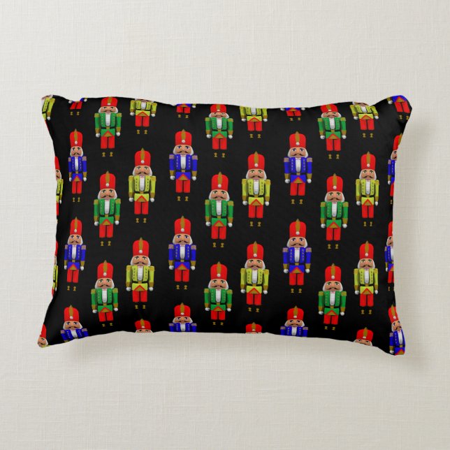 Red Grönt Gult Nutcracker Tiled Mönster Prydnadskudde (Baksidan)