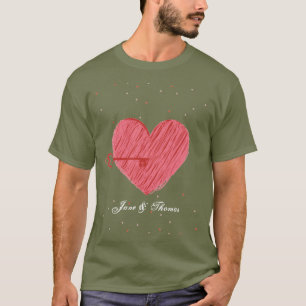Red Grönt Heart Cute Romantik Modern Valentines da T Shirt