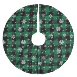 Red & Grönt Helgdag Buffalo Play med Snöflingor Julgransmatta Borstad Polyester