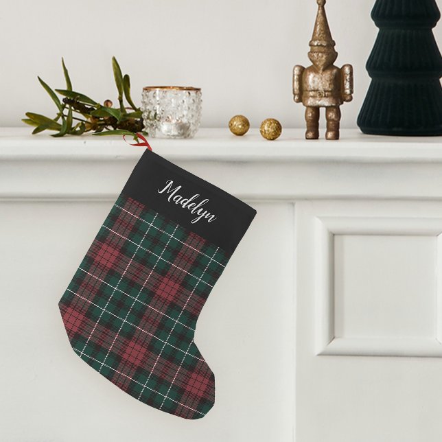Red & Grönt Helgdag Tartan Personlig Liten Julstrumpa (Skapare uppladdad)