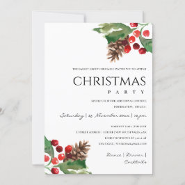 RED GRÖNT HOLLY BERRY GRÄS CONE CHRISTMAS PARTY JULKORT