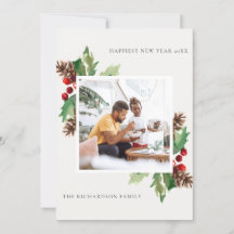 RED GRÖNT HOLLY BERRY GRÄS CONE NEW YEAR PHOTO