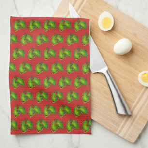 Red Grönt Holly Löv jul Julafton Helgdag Cookie Kökshandduk