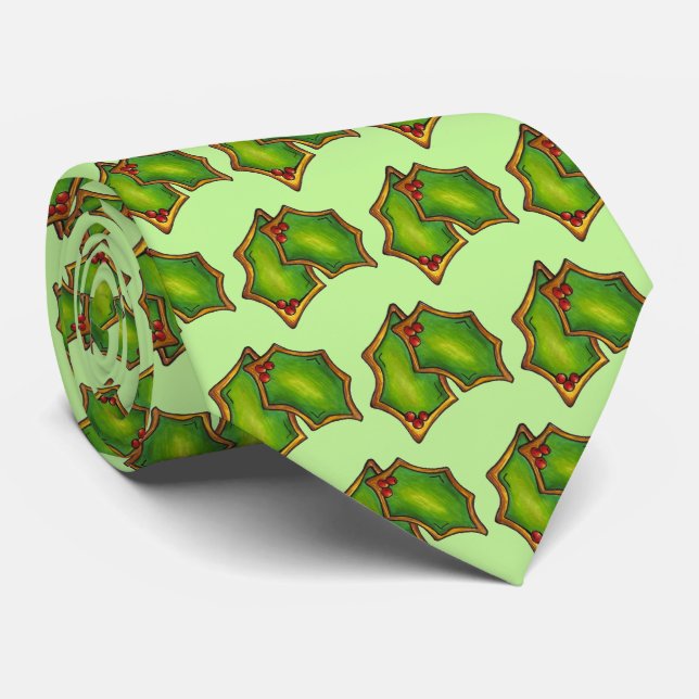 Red Grönt Holly Löv jul Julafton Helgdag Cookie Slips (Rullad)