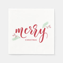 Red & Grönt Holly och Gräs God jul Helgdag Pappersservett